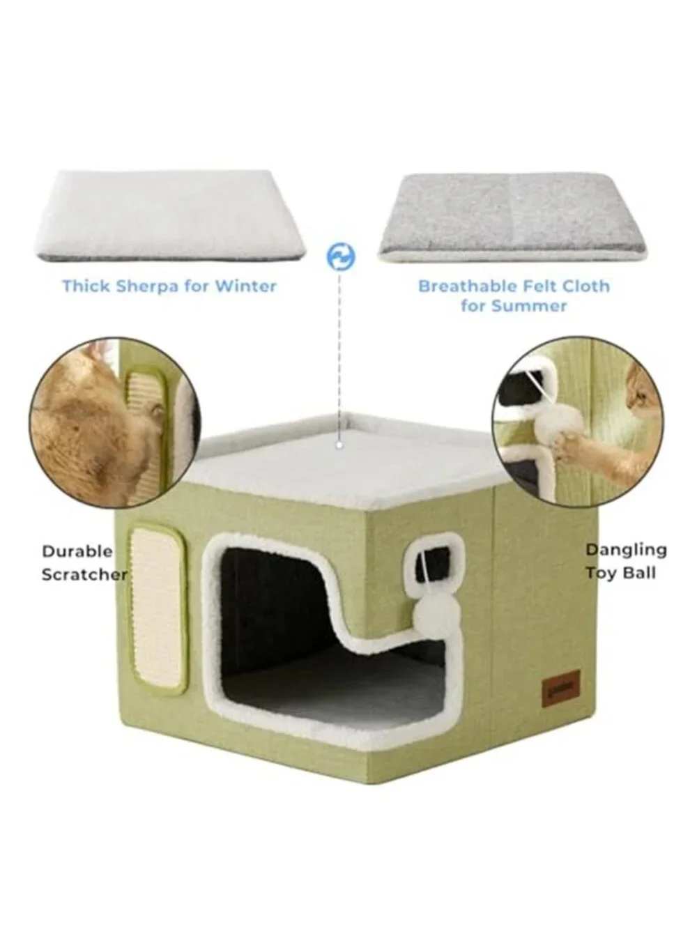 Cat House Indoor Cat Condo Hideaway Cube Scratcher Sisal Bed Furniture Protector